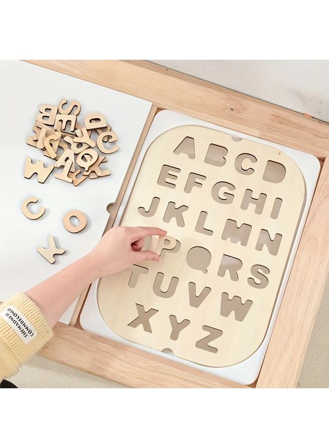 Educational Wooden Table Cover With Small Letters For Kids Sensory Play - Image 5